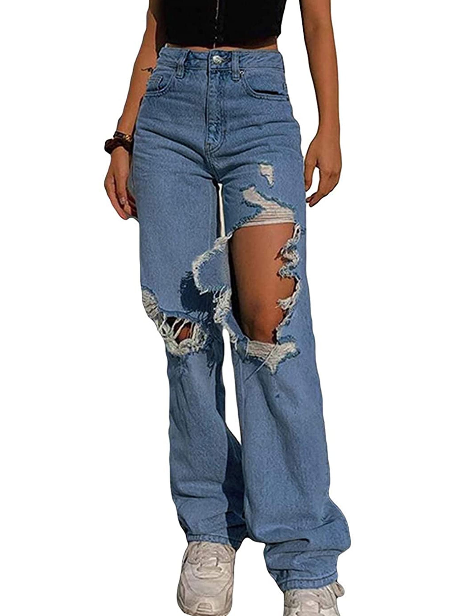Sexy Dance Women Baggy Jeans High Waist 