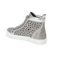 thumbnail image 2 of LADY COUTURE Flat Laser Cut High Top Bling Rhinestone Sneaker Women's Shoes New York Silver 35, 2 of 2