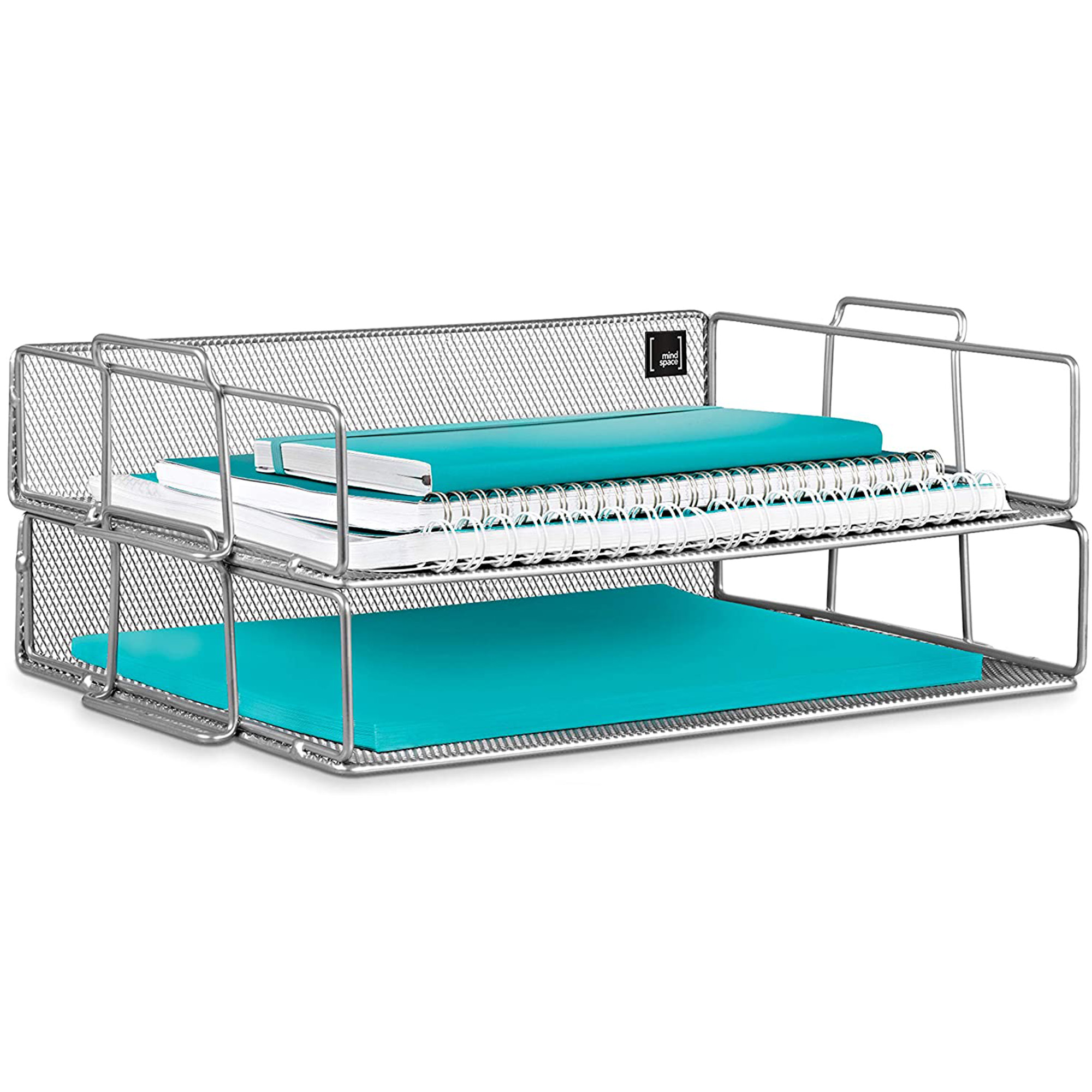 Mindspace Desk Organizers 2 Tier Document Mesh Desk Organizer for Office Supplies and Accessories Silver