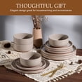 thumbnail image 3 of Vesteel 12-Piece Dinnerware Set for 4, Handcrafted Ceramic Plates and Bowls Set, Speckled Stoneware Dishes Set for Family, Microwave & Dishwasher Safe - Cappuccino Brown, 3 of 11