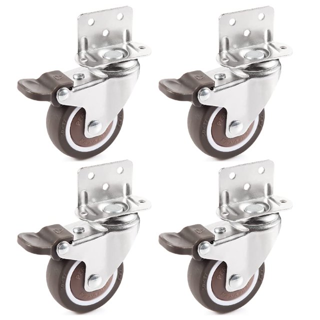 ZHAOCHENG Ruedas Giratorias De 4 Piezas, Ruedas para Muebles L 25 Mm, Ruedas Giratorias De Goma con Freno, para Cuna, Armario, Muebles, Mesa, Capacidad De Carga 11 Kg Por Rueda