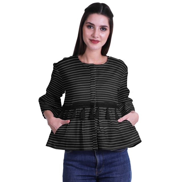 Moomaya T-Shirt à Manches Cloche pour Femmes Col Rond Imprimé Coton Crop Top Décontracté