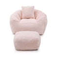 thumbnail image 6 of Jopath Bean Bag Chair with Footstool, Oversized Bean Bag for Adults and Kids, Stuffed Big Accent Sofa, Floor Sofa for Gaming Reading Living Room Bedroom Pink, 6 of 9