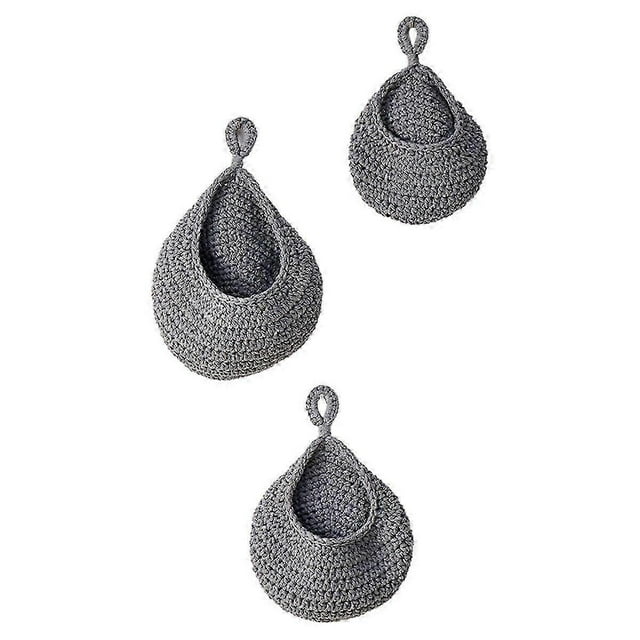 3-Pack Woven Hanging Vegetable Baskets - Stylish Produce Holders for Kitchen & Home Organization