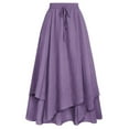 thumbnail image 4 of nerohusy Womens Renaissance Elastic High Waist Skirt Drawstring Double Layered Flowy Long Skirts Vintage Boho Skirts with Pockets 2025 Purple,S, 4 of 7