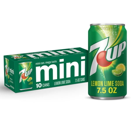 7UP Lemon Lime Soda Pop, 7.5 fl oz mini cans, 10 pack