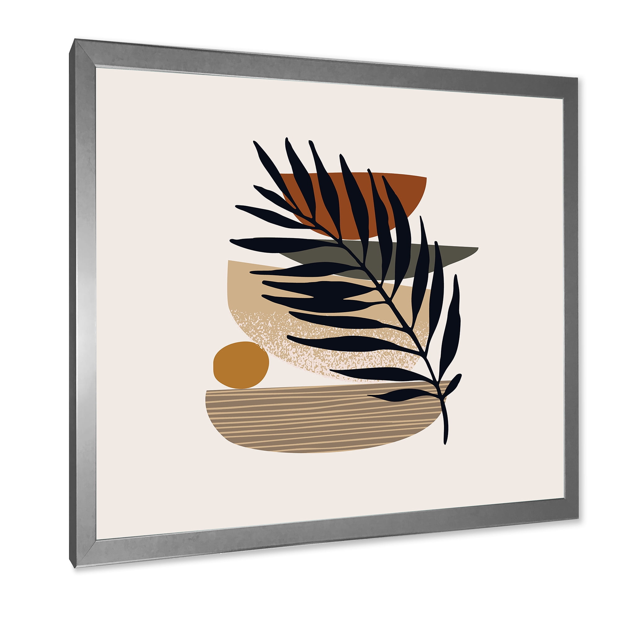 Designart 'Shapes and Tropical Leaf Silhouettes IV' Modern Framed Art Print