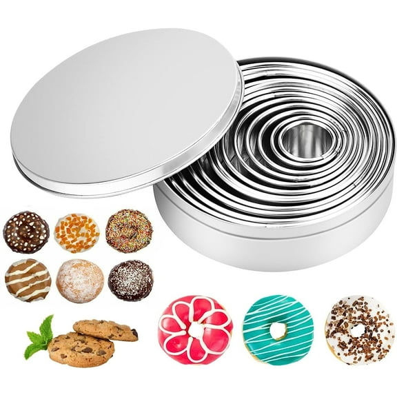 12 Pcs Round Cookie Cutter 2.6 Cm-11.3 Cm Round Biscuit Pastry Cutter Ring Scone Cutter Dumpling Cutter With Box For Pastry Donut Fondant Baking DIY Cake
