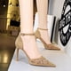thumbnail image 5 of Zapatos de tacón alto ajustados para mujer, con punta en la parte delantera, de boca poco profunda, sexys, de malla con agujeros para discoteca, sandalias clásicas con tiras de una línea para mujer, 5 of 5