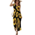 thumbnail image 2 of Sunflower Black Background Womens Night Club Maxi Dress V Neck Sleeveless Bohemia Long Dresses, 2 of 9