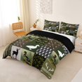 thumbnail image 2 of Castle Fairy Wildlife Mallard Duck Deer Duvet Cover Queen,Happy Camping Queen Bedding,Green Tan Cream,Black Reversible,3-Piece,No Comforter,1 Duvet Cover and 2 Pillowcases, 2 of 5