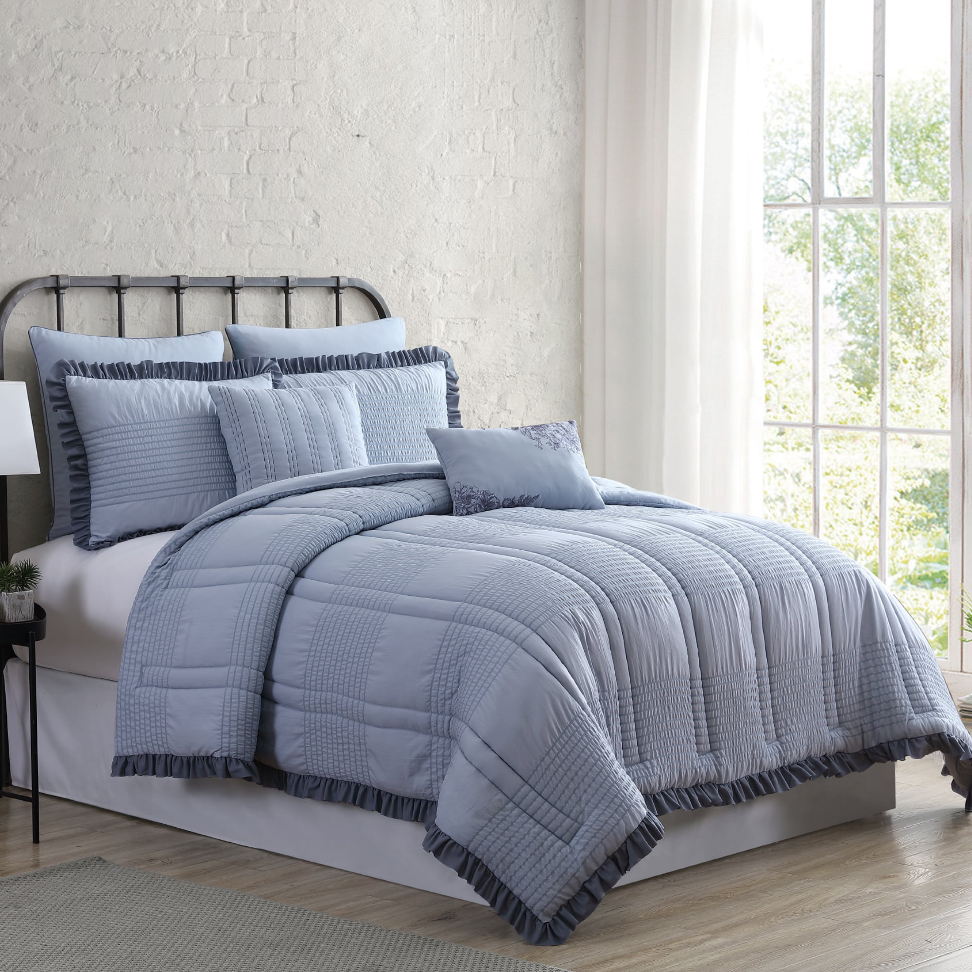 Modern Threads 7 Piece Comforter Set, Seersucker Cotswold, Queen