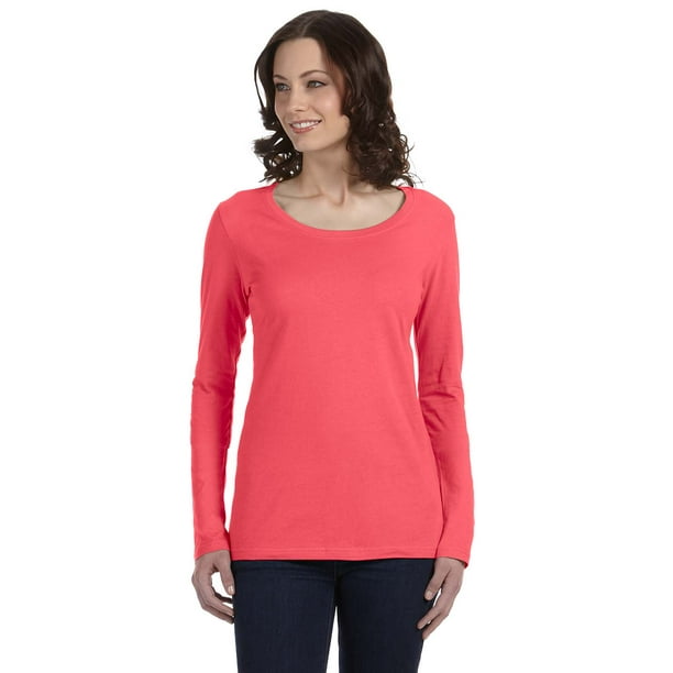 Womens Sheer Long-Sleeve Scoop Neck T-Shirt - Walmart.com