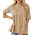 thumbnail image 2 of Women Summer T Shirt Short Sleeve Round Neck Casual Loose Top, 2 of 4