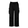 thumbnail image 3 of Black Womens Workwear Pants Fashion Streetwear Wide Leg High Waist Straight Vintage Baggy Trousers Overalls With Pockets Cargo Pants Women Size M, 3 of 5