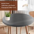 thumbnail image 5 of Round Table Cover 45-54 Inch Ombre Charcoal Gray Waterproof Reusable Table Cloth Round Fitted Vinyl Tablecloth with Elastic Edged for Parties Outdoors, Solid Color Gradient Minimalist Modern, 5 of 9