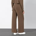 thumbnail image 4 of Blphud Wide Leg Slacks Women Pants Casual Elastic Women Classic Fall Plus Size Wide Legged Trouser Ladies Breathable Travel Hi Waist Solid Loose Fitting Flairy Linen Trouser Dresses Women Coffee S, 4 of 7