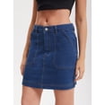 thumbnail image 2 of DARING DIVA Women's Mini Stretch Pockets Short Denim Skirts Small Dark Blue, 2 of 7