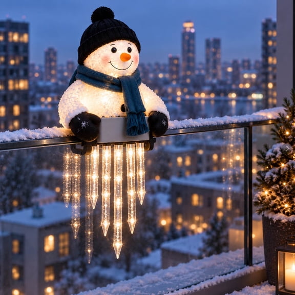2026 NEW Winter Glow Christmas Snowman Icicle Light Decor, Welcoming Night Glowing Christmas Decor, Waterproof Glowing Snowman Icicle Light, Outdoor Christmas Decorations for Porch Yard Entryway