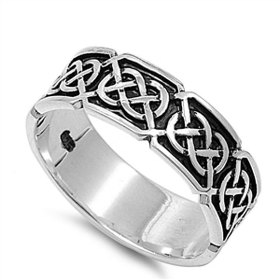 Infinity Celtic Endless Knot Oxidized Ring .925 Sterling Silver Band Jewelry Female Male Size 7