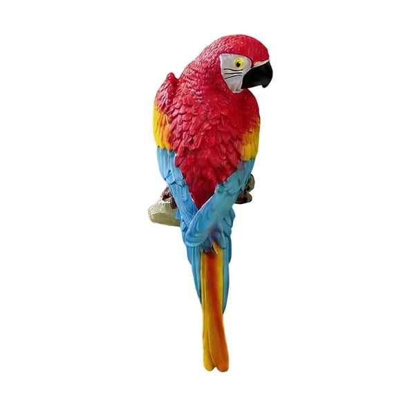 Estatua de pájaro en miniatura creativa para decoración de loros en el jardín o en el interior. Rojo