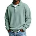 thumbnail image 2 of Resicozy Long Sleeve Polo Shirts For Men Casual Button Down Shirt Pullover Henley Neck Stand Collar Fashion Fall Sweatshirt Light Green 2XL, 2 of 4