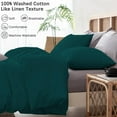 thumbnail image 5 of 1 Pcs Duvet Cover 100% Egyptian Cotton 1000 Thread Count with Zipper Closure & Corner Ties - Oversized Queen Size (98" x 98") Inch, Teal Solid, 5 of 5