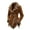 Saddle Brown, variant on Women's Retro Faux Suede Jacket with Plush Faux Fur Lapel Collar Oversized Waist Cinched Wrap Style Vintage Bomber Coat Long Sleeve Button Closure Warm Western Outerwear with Side Pockets