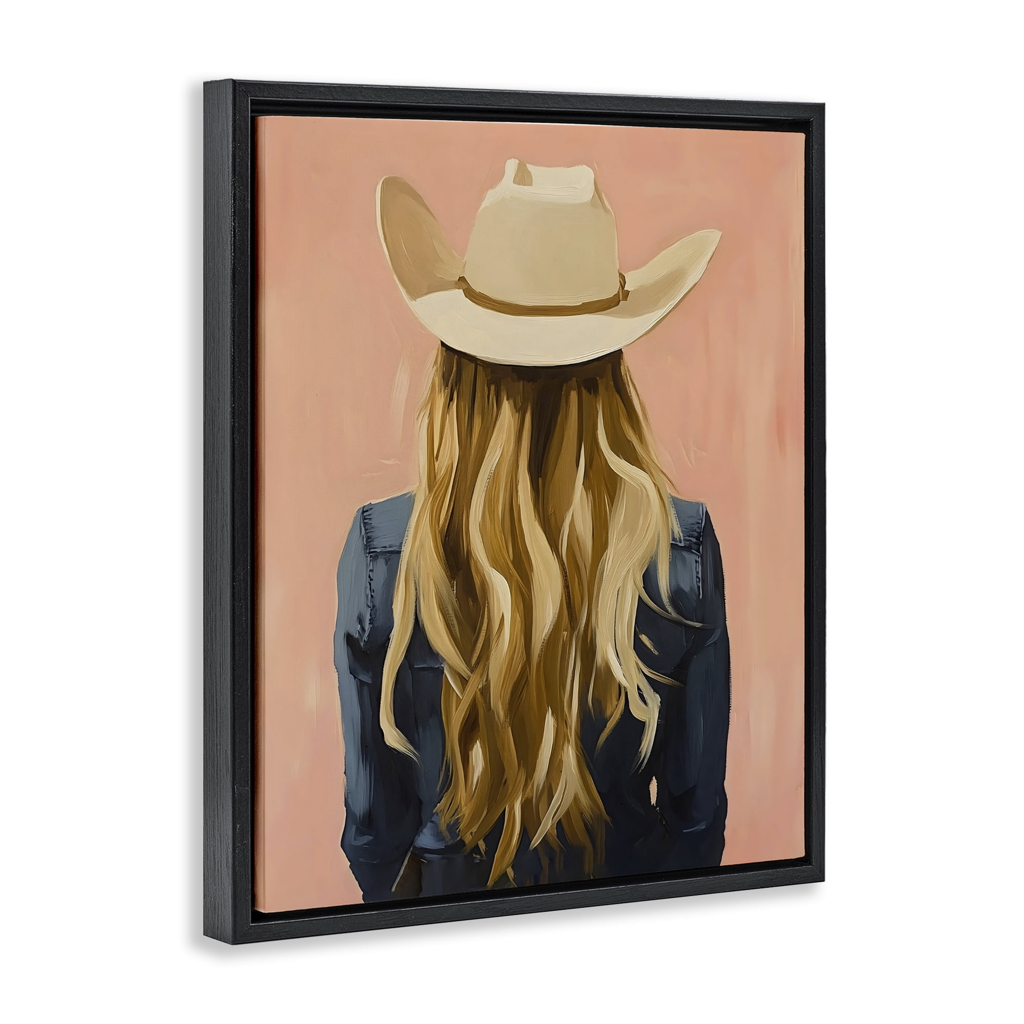 Stupell Industries Blonde Cowgirl Back View Black Framed Floater Canvas Wall Art, design by The Prints Vibe
