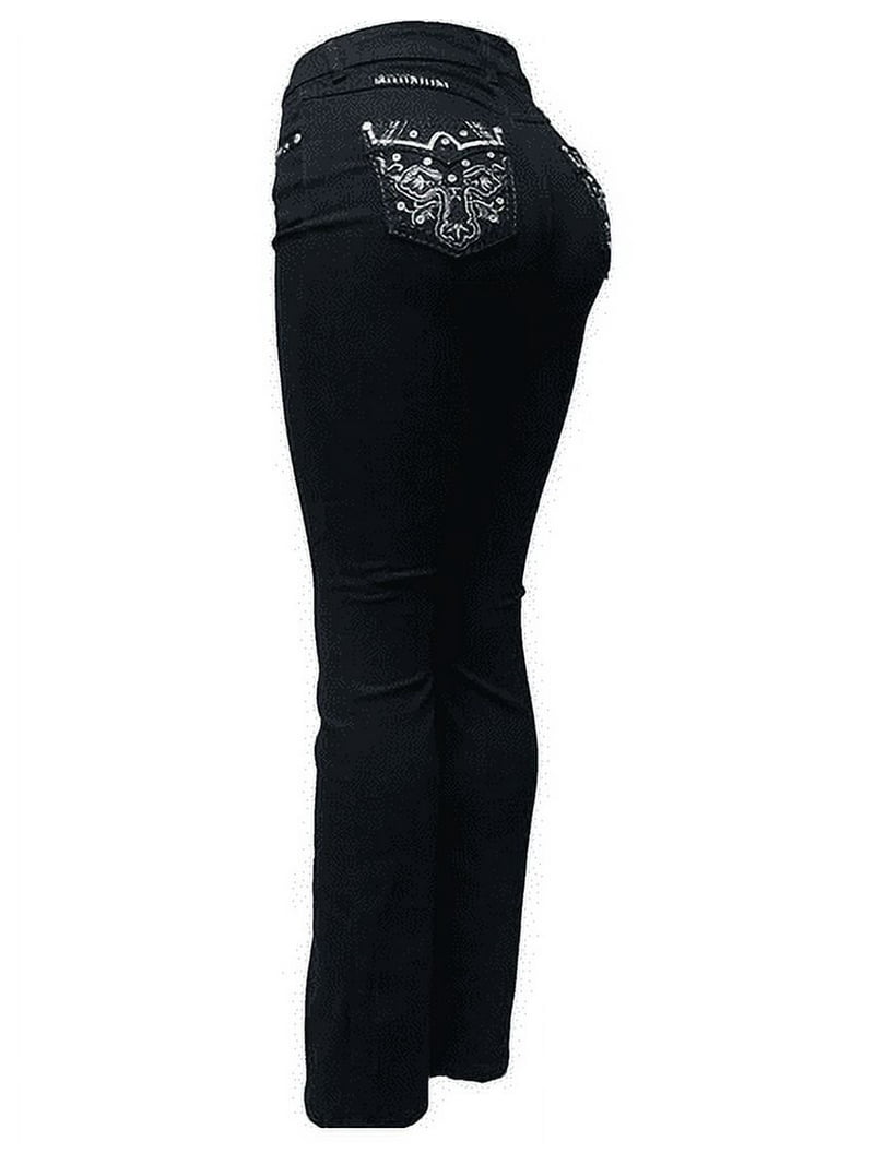 Jack David H&Y Rhinestone Studded Denim Bootcut Flap Pocket