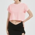 thumbnail image 2 of Women's Crop T-Shirt Casual Loose Fit Round Neck Short Sleeve Tee for Yoga Running Workout Comfortable Stylish Top, 2 of 2