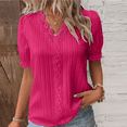 thumbnail image 2 of Women V Neck Lace Crochet Tunic Tops Summer tops for Women trendy Short Sleeve Shirts Business Dressy Work Flowy Blouses Fashion Outfits Clothes, 2 of 4