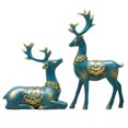 thumbnail image 2 of 2 estatuas de ciervos, de resina de reno, escultura artesanal para el hogar, estantería de mesa, decoración, adornos, regalos , Azul Baoblaze Estatua de escultura de ciervo, 2 of 8