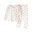 thumbnail image 2 of Cowsor Toddler Boys Girls 2 Piece Outfit Long Sleeve Soft Lightweight Fall 2pc Set Kids Loose Comfy Patchwork Cartoon Heart Romper, 2 of 3