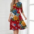 thumbnail image 4 of BOMYJESK 250th Anniversary USA Flag Floral Maxi Dress for Women American Flag Floral Boho Independence Day Summer Dresses 4th July Midi Dresses Casual Evening Dress for Party Yellow L, 4 of 7