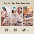 thumbnail image 4 of Genpo Cross Legged Office Chair, Criss Cross Desk Chair with Wheels, White Teddy Fleece Big and Tall Reclining Office Chair 500lbs with Foot Rest, Reversible Armrests & Wide Seat, 4 of 6
