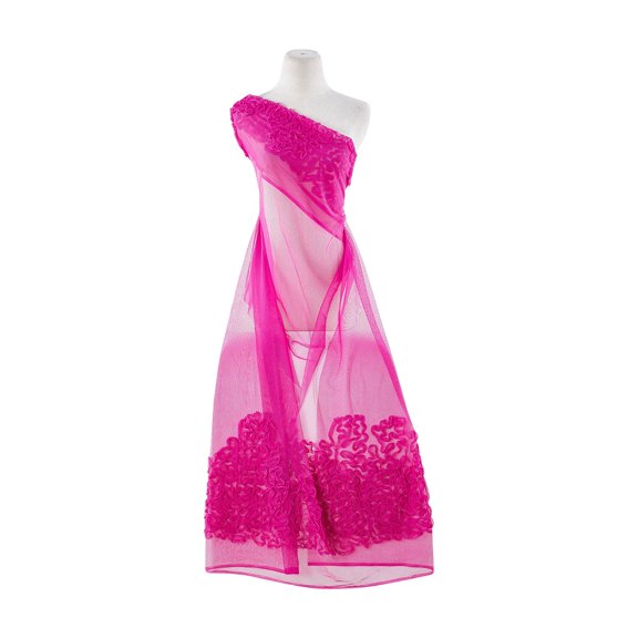 Zelouf Border Soutache On Tulle , Sewing, DIY, Crafts Fabric by the Yard, Fuschia Jolly, 1 Yard
