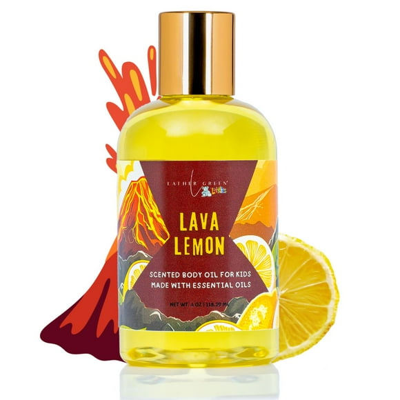 Lava Lemon Kids Natural Body Oil, Moisturizes & Protects Sensitive Skin - 4 oz by LatherGreen