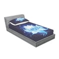 thumbnail image 3 of Ambesonne Floral Fitted Sheet & Pillow Sham Set, Lotus with Dew Drops, Queen, Indigo Sky Blue, 3 of 3