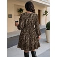 thumbnail image 2 of Mengpipi Women's Swing Dress Fall Spring Long Sleeve V Neck Cinched Waist Floral Print Casual Maxi Dress 1X-4X, 2 of 7