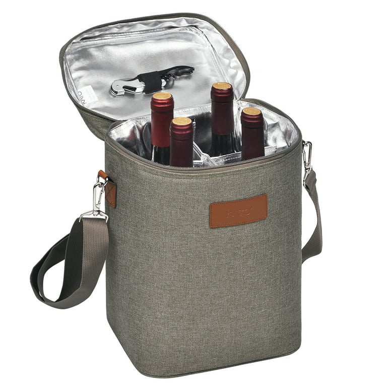 Picnic Party Champagne Beer Bottle Carrier Tote PU Gift Leather