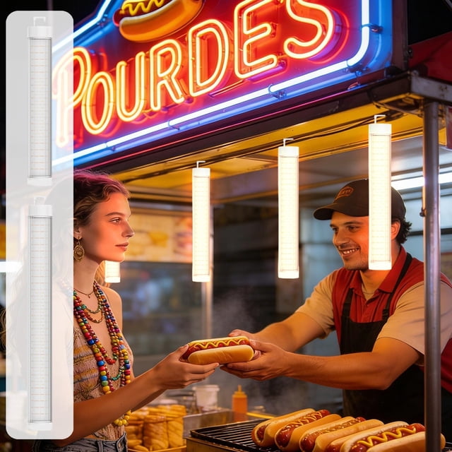 MORESEC 2Pcs 4 Color Rechargeable LED Camping Lantern, Long Tube Hanging Light with Magnetic Ends, Emergency Portable Work Light for Night Market Stalls, Outdoor Tent Lighting with Power Display