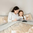 thumbnail image 4 of Feelyou Orange Bowknot Bedding Comforter Set 7-Piece, Cartoon Bow-tie King Bedding Sets, Sequin Print Bed Sheets, Breathable Bedroom Decoration, 4 of 7