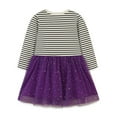 thumbnail image 3 of Vividxx Girls Dresses Halloween Long Sleeve Crew Neck Cartoon Striped Dress Casual T Shirt Dress 4-5 Years, 3 of 8