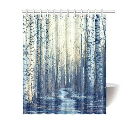 Gckg Home Bathroom Winter White Fabric Birch Tree Decor