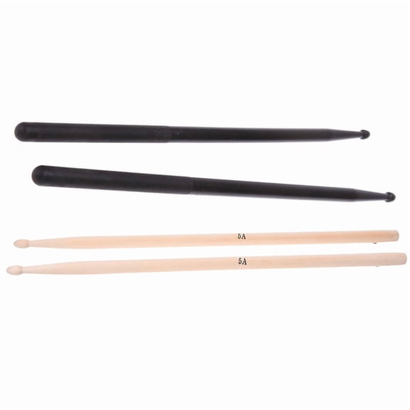 1Pair Of 5A Maple Wood Drumsticks Stick for Drum Set & 1Pair Of 5A Nylon Drumsticks Stick for Drum Set,4 x Drumsticks,Wood color & Black