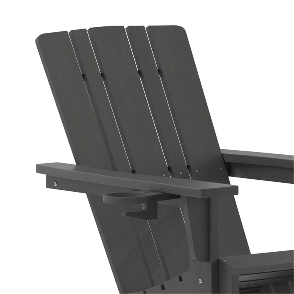 Pemberly Row All-Weather Adirondack Chair with Swiveling Cupholder in Gray