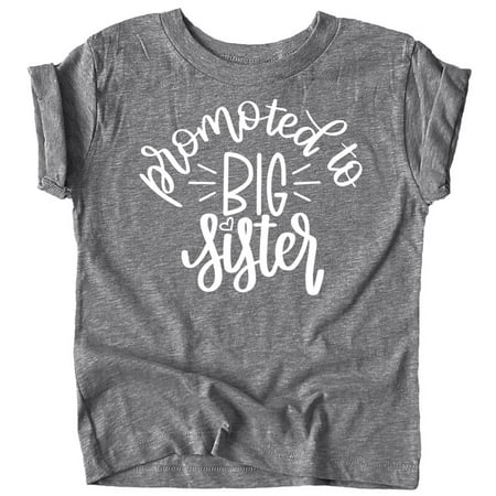 

Olive Loves Apple Promoted to Big Sister Colorful Announcement T-Shirt for Baby and Toddler Girls Sibling Outfits Granite Heather Shirt
