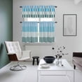 thumbnail image 4 of Colorful Stripe Kitchen Curtains Sets for Windows 24 Inch Length, Modern Teal Blue Green Vertical Striped Rod Pocket Window Treatments Tier Curtains and Valances Set for Bedroom/Bathroom, 4 of 8