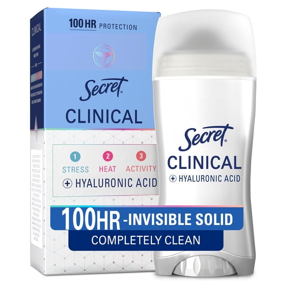 Secret Clinical Antiperspirant and Deodorant, Invisible Solid, Completely Clean, 2.6 oz